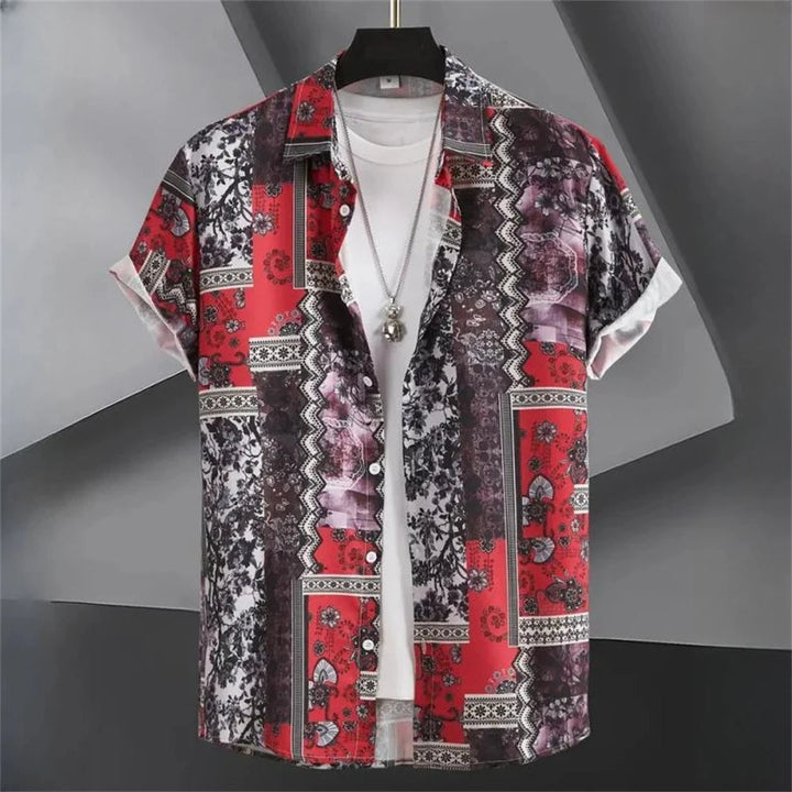 Oversized Button-Up Shirt with Tribal Print-Hansel-2XL-State of Style