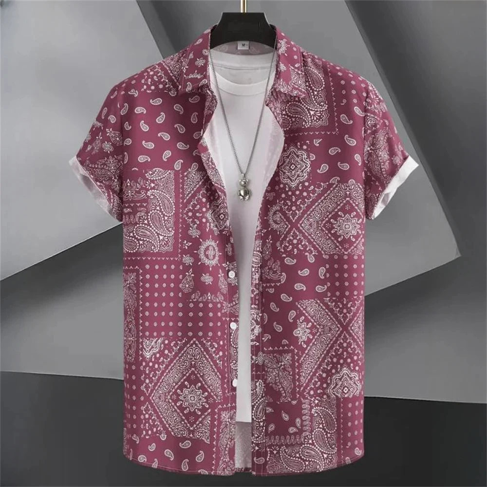 Oversized Button-Up Shirt with Tribal Print-Johann-2XL-State of Style