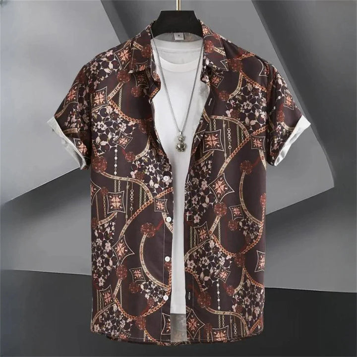 Oversized Button-Up Shirt with Tribal Print-Ludwig-2XL-State of Style
