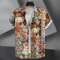 Oversized Button-Up Shirt with Tribal Print-Philipp-2XL-State of Style