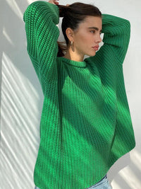 Oversized Chunky Knit Sweater for Women - Amara-Green-S-State of Style