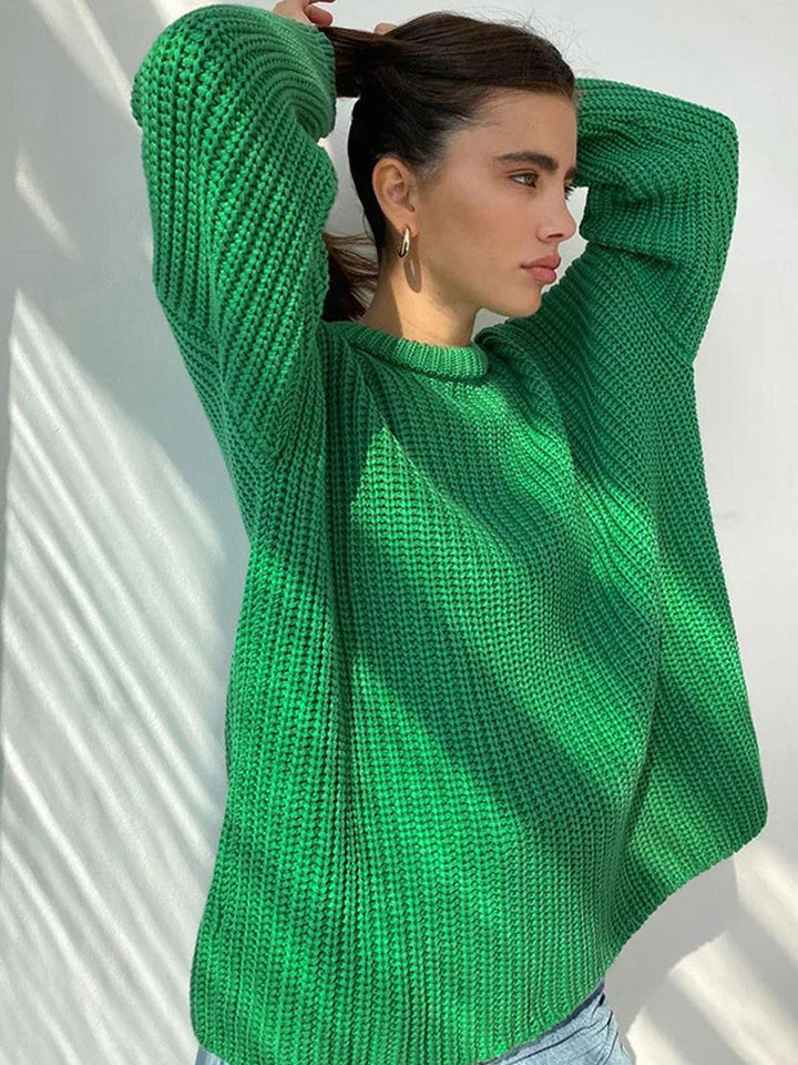 Oversized Chunky Knit Sweater for Women - Amara-Green-S-State of Style