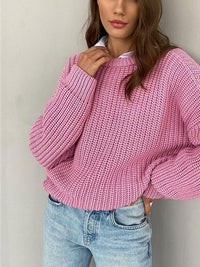 Oversized Chunky Knit Sweater for Women - Amara-Pink-S-State of Style