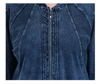 Oversized Curve Champion Denim Hoodie Pullover-Blue-22-State of Style