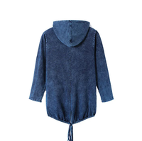Oversized Curve Champion Denim Hoodie Pullover-Blue-22-State of Style