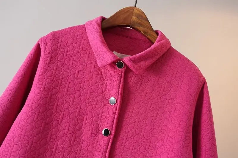 Oversized Embossed Thick Jacket | Stylish & Warm-Pink-XL-State of Style