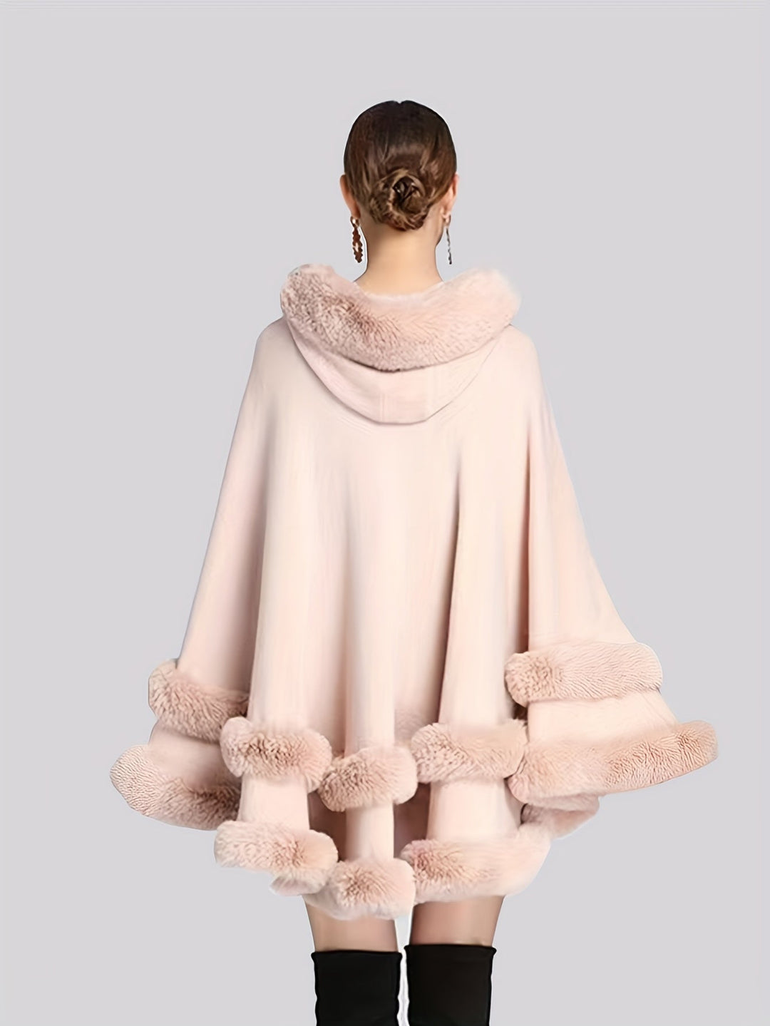 Oversized Furry Cape Coat for Women - Fiona-Burgundy-S-State of Style