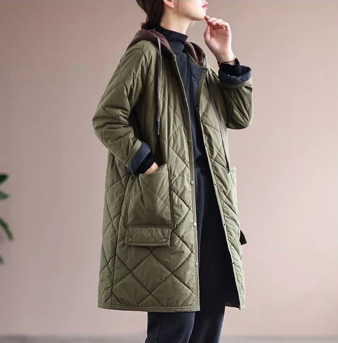 Oversized Hooded Mid-Length Coat | Stylish & Comfortable-Army Green-M-State of Style