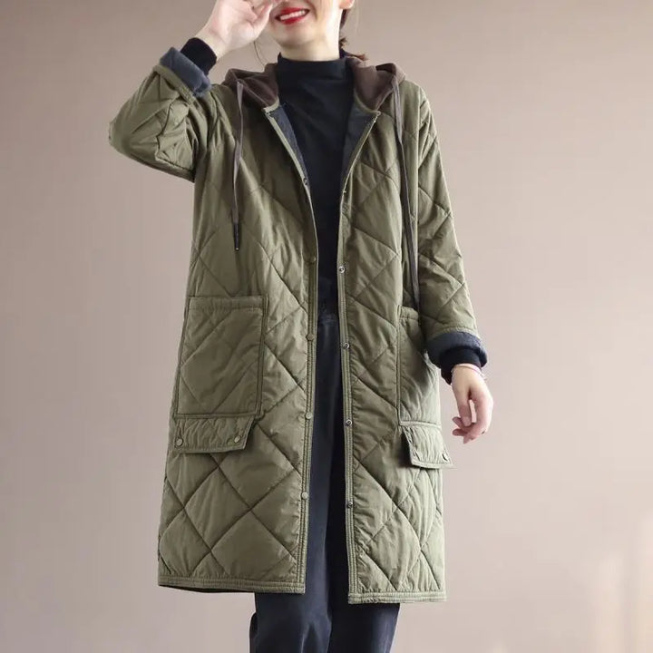 Oversized Hooded Mid-Length Coat | Stylish & Comfortable-Army Green-M-State of Style