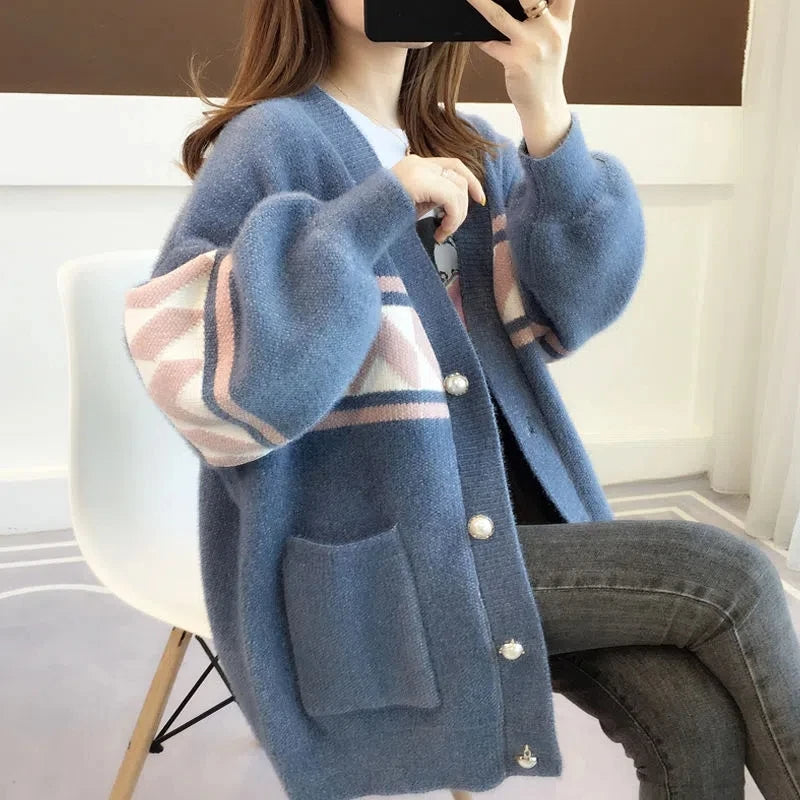 Oversized Knitted Cosy Sweater-Blue-XL-State of Style