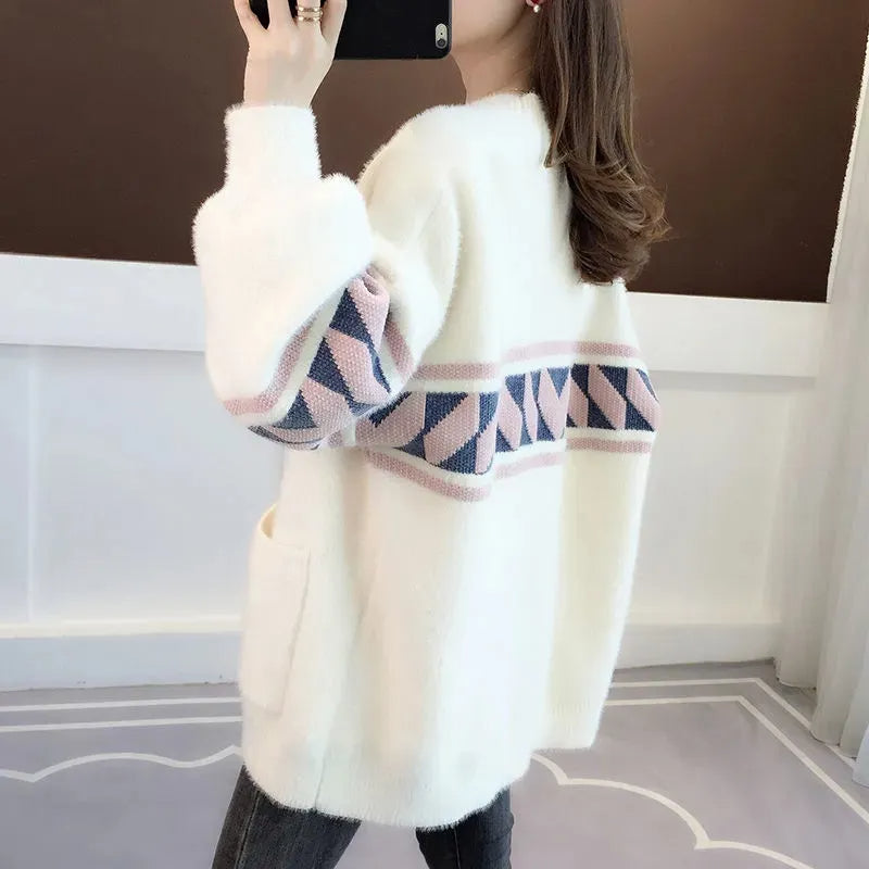 Oversized Knitted Cosy Sweater-White-XL-State of Style