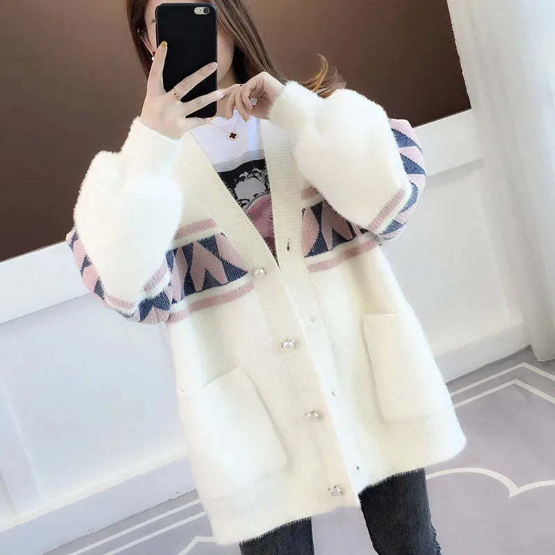 Oversized Knitted Cosy Sweater-White-XL-State of Style
