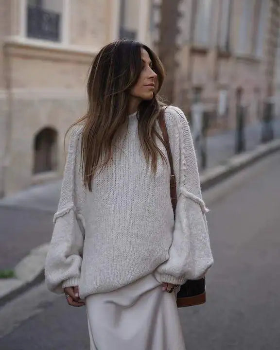 Oversized Knitted Women's Sweater - Mia-Black-S-State of Style
