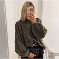 Oversized Knitted Women's Sweater - Mia-Green-S-State of Style