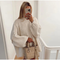 Oversized Knitted Women's Sweater - Mia-White-S-State of Style