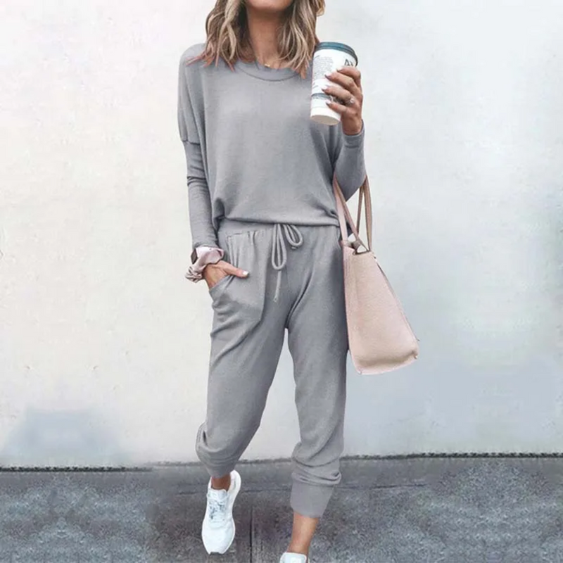 Oversized Ladies Tracksuit - Velana-Light Grey-S-State of Style