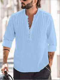 Oversized Linen Button-Up Shirt-Baby Blue-2XL-State of Style