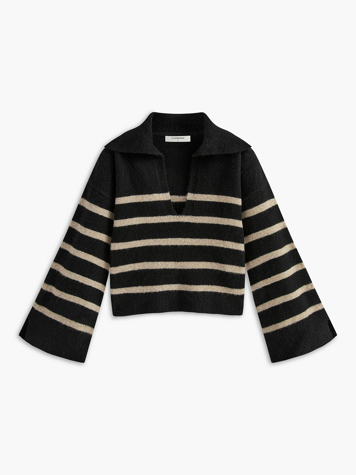 Oversized Striped Sweater for Women – Celina-Black-XS-State of Style