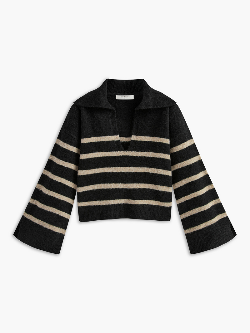 Oversized Striped Sweater for Women – Celina-Black-XS-State of Style