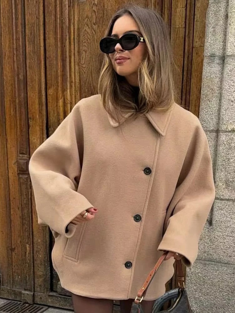 Oversized Stylish Women's Coat - Amara-Khaki-XS-State of Style