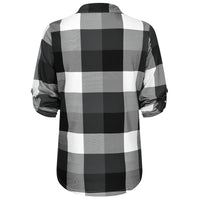 Oversized V-Neck Plaid Blouse – Stylish & Comfortable-Black-XL-State of Style