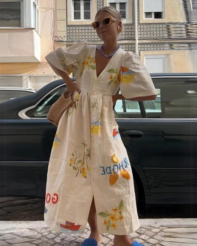 Oversized V-neck summer dress – Amara-S-State of Style