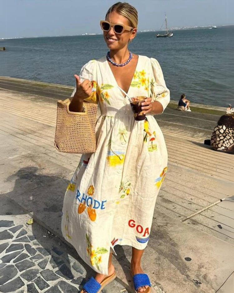 Oversized V-neck summer dress – Amara-S-State of Style