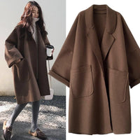 Oversized Wool Blend Trench Coat - Aura-Coffee-S-State of Style