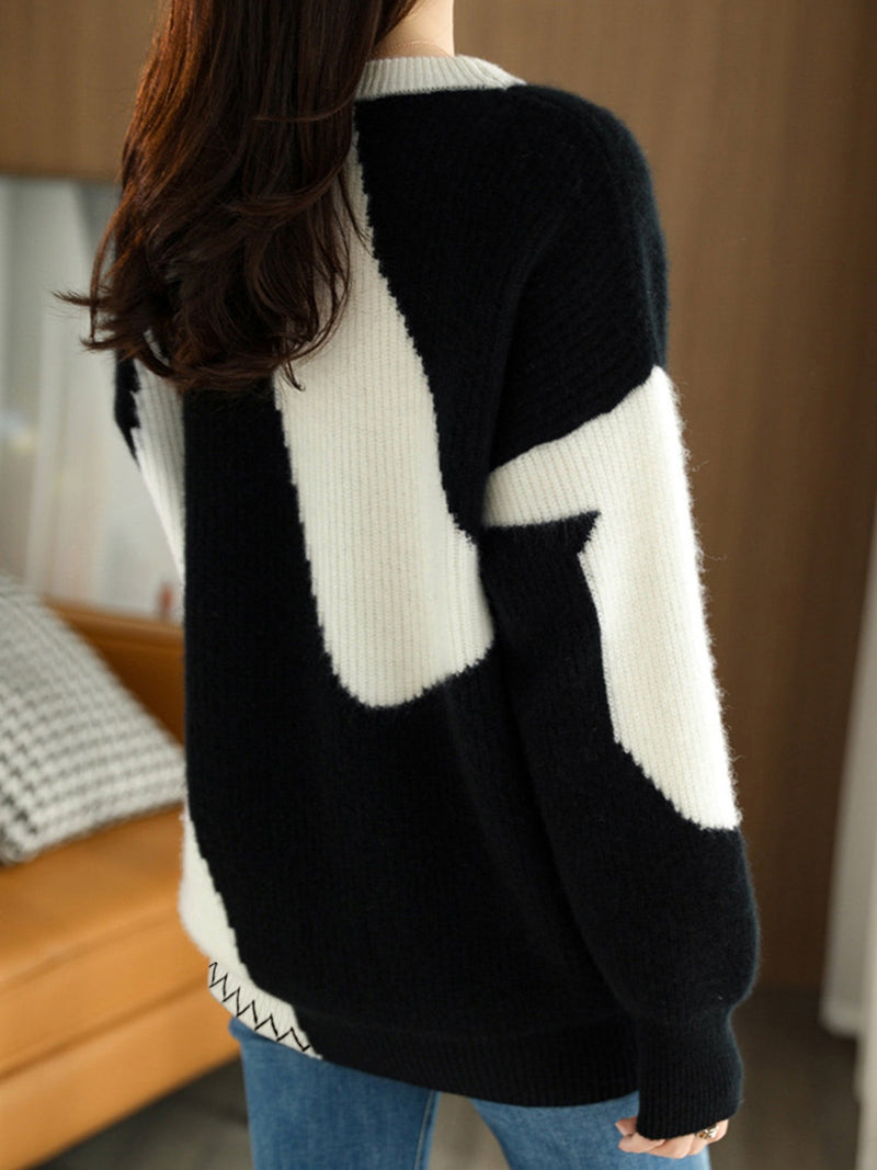 Oversized Zebra Print Sweater for Women - Lyla-Black-XS-State of Style