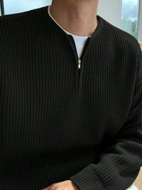 Oversized Zip-Up Sweater for Men - Havron-Black-S-State of Style