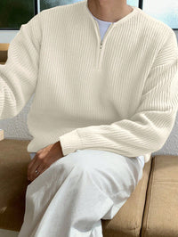 Oversized Zip-Up Sweater for Men - Havron-White-S-State of Style