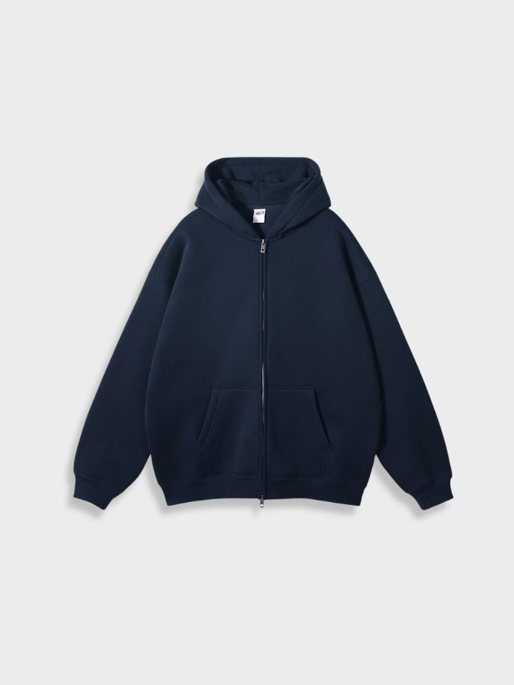 Oversized Zip-Up Vest - Ava-Navy Blue-S-State of Style