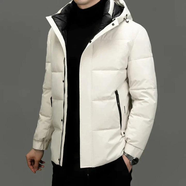 Padded Men's Jacket with Hood - Milo-White-M-State of Style
