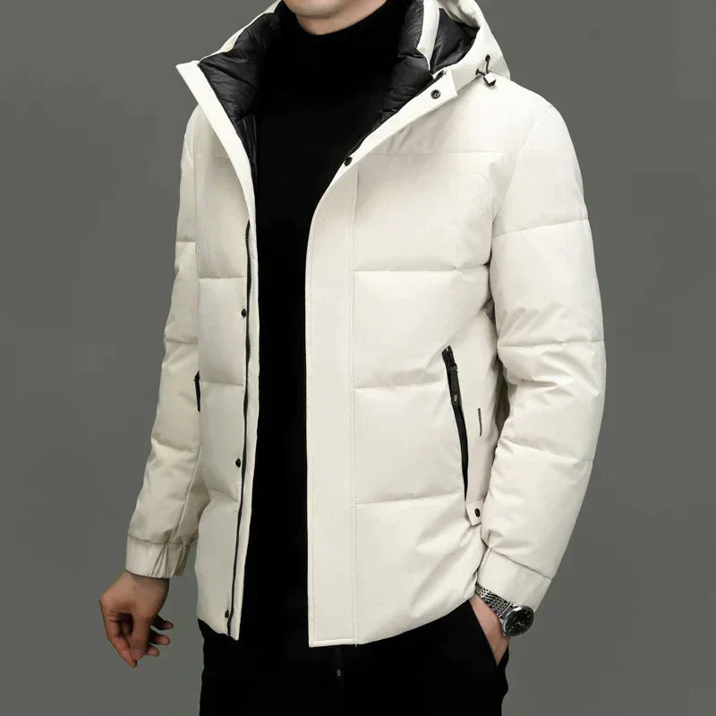 Padded Men's Jacket with Hood - Milo-White-M-State of Style