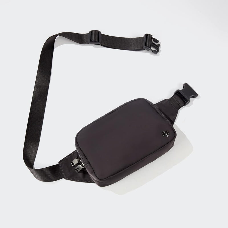 Large 2L Nylon Belt Bag with Adjustable Strap and Dual Compartments