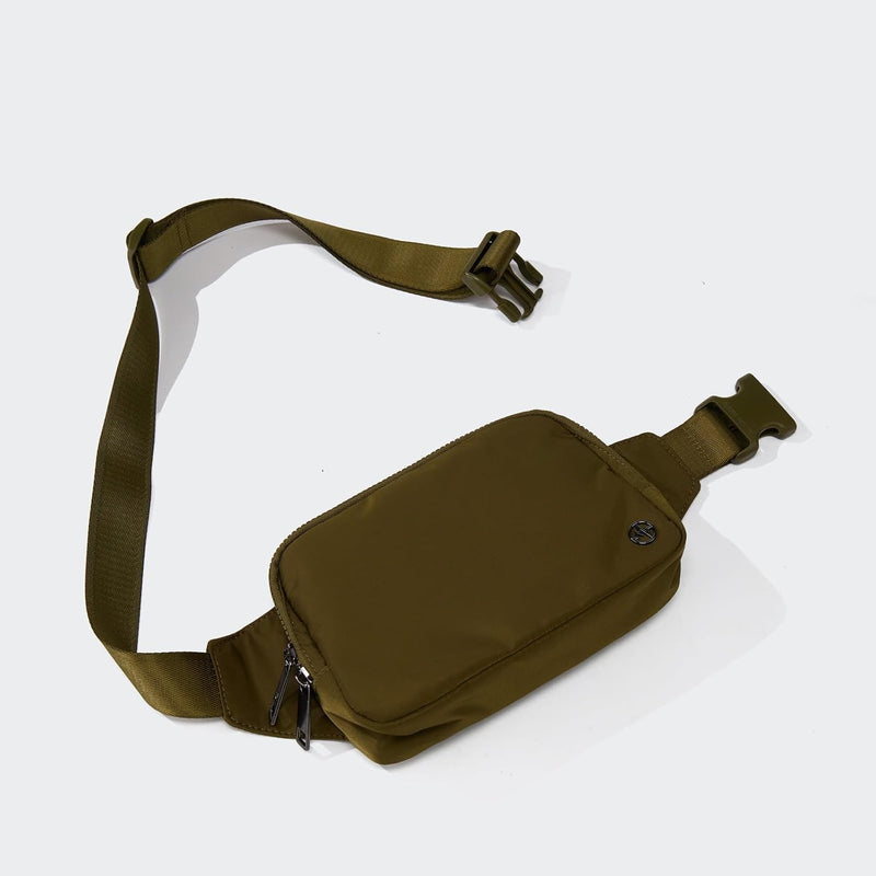 Large 2L Nylon Belt Bag with Adjustable Strap and Dual Compartments