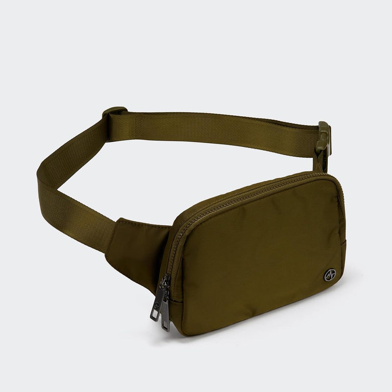 Large 2L Nylon Belt Bag with Adjustable Strap and Dual Compartments