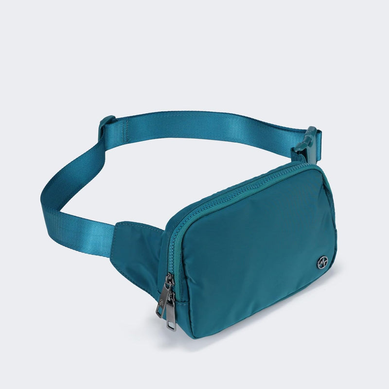 Large 2L Nylon Belt Bag with Adjustable Strap and Dual Compartments