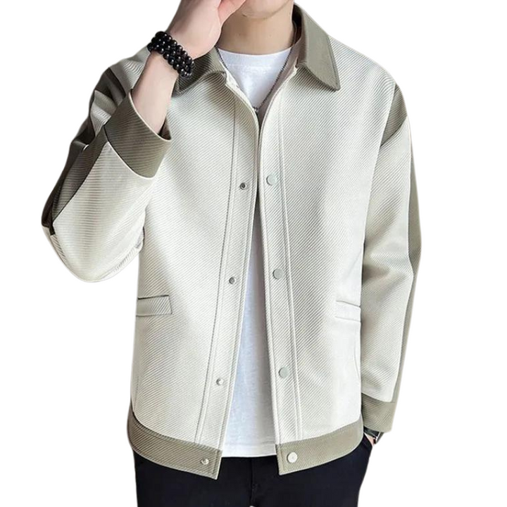 Patchwork Jacket for Men - Alessandro-Beige-S-State of Style