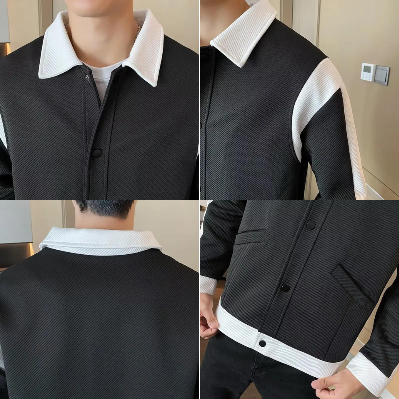 Patchwork Jacket for Men - Alessandro-Black-S-State of Style