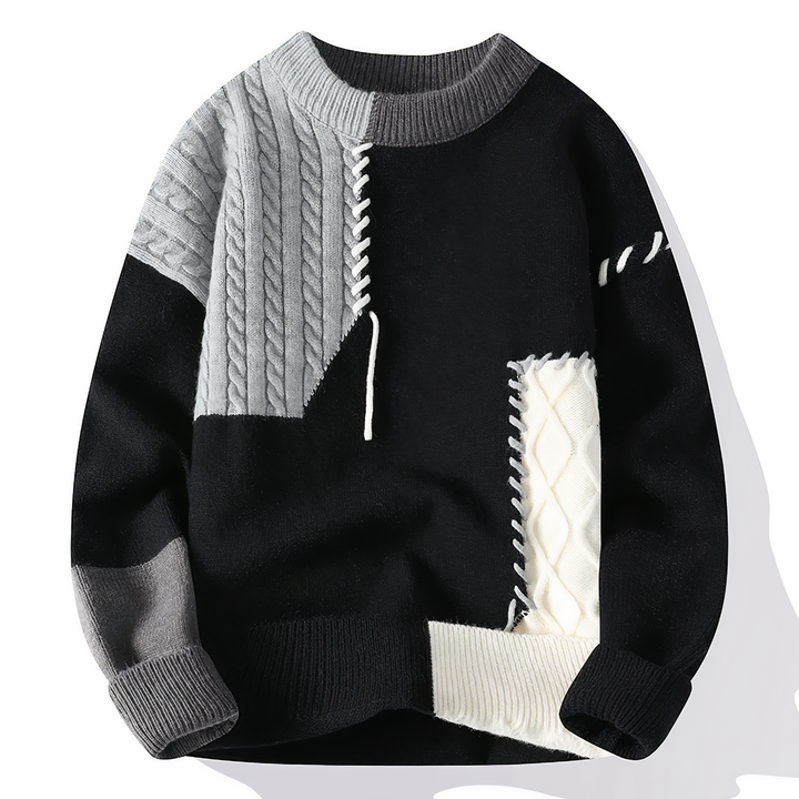 Patchwork Men's Sweater - Jasper-Black Grey-XS-State of Style
