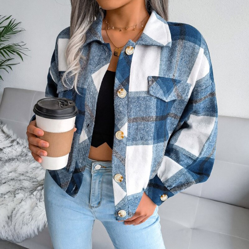 Patterned Women's Jacket | Stylish & Versatile-Blue-S-State of Style