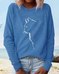 Paws Sweatshirt with Cat Print-Blue-S-State of Style