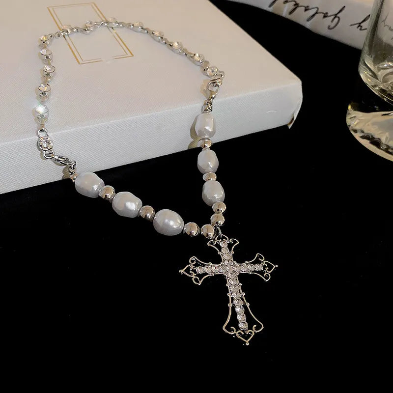 PEARL CROSS PENDANT NECKLACE | Elegant Women's Jewellery | Timeless Design-State of Style