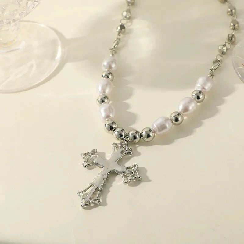 PEARL CROSS PENDANT NECKLACE | Elegant Women's Jewellery | Timeless Design-State of Style