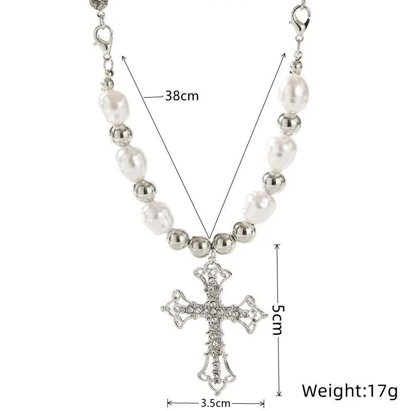 PEARL CROSS PENDANT NECKLACE | Elegant Women's Jewellery | Timeless Design-State of Style