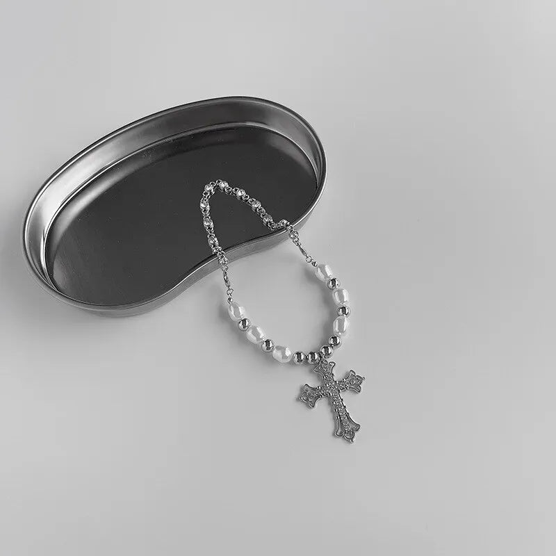 PEARL CROSS PENDANT NECKLACE | Elegant Women's Jewellery | Timeless Design-State of Style
