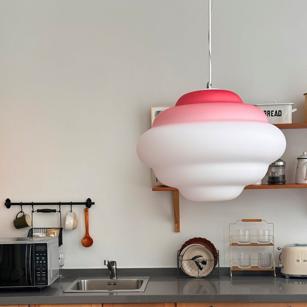 Pendant lamp with gradient and soft light diffusion - Aérola-Red-State of Style
