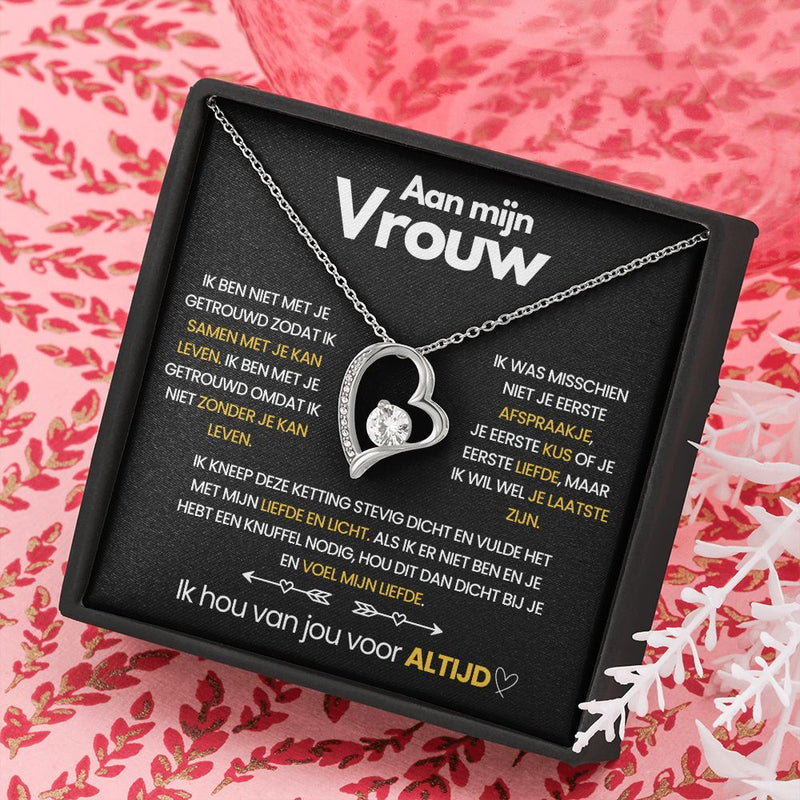 Pendant Necklace with Heart-Shaped Zirconia Stone - Ella-14k White Gold-Standard-State of Style