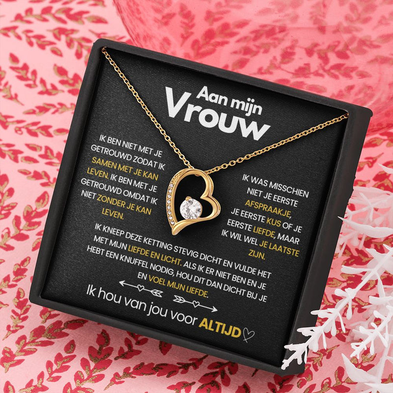 Pendant Necklace with Heart-Shaped Zirconia Stone - Ella-14k White Gold-Standard-State of Style